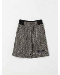Balmain Geometric Print Shorts Kids Cream