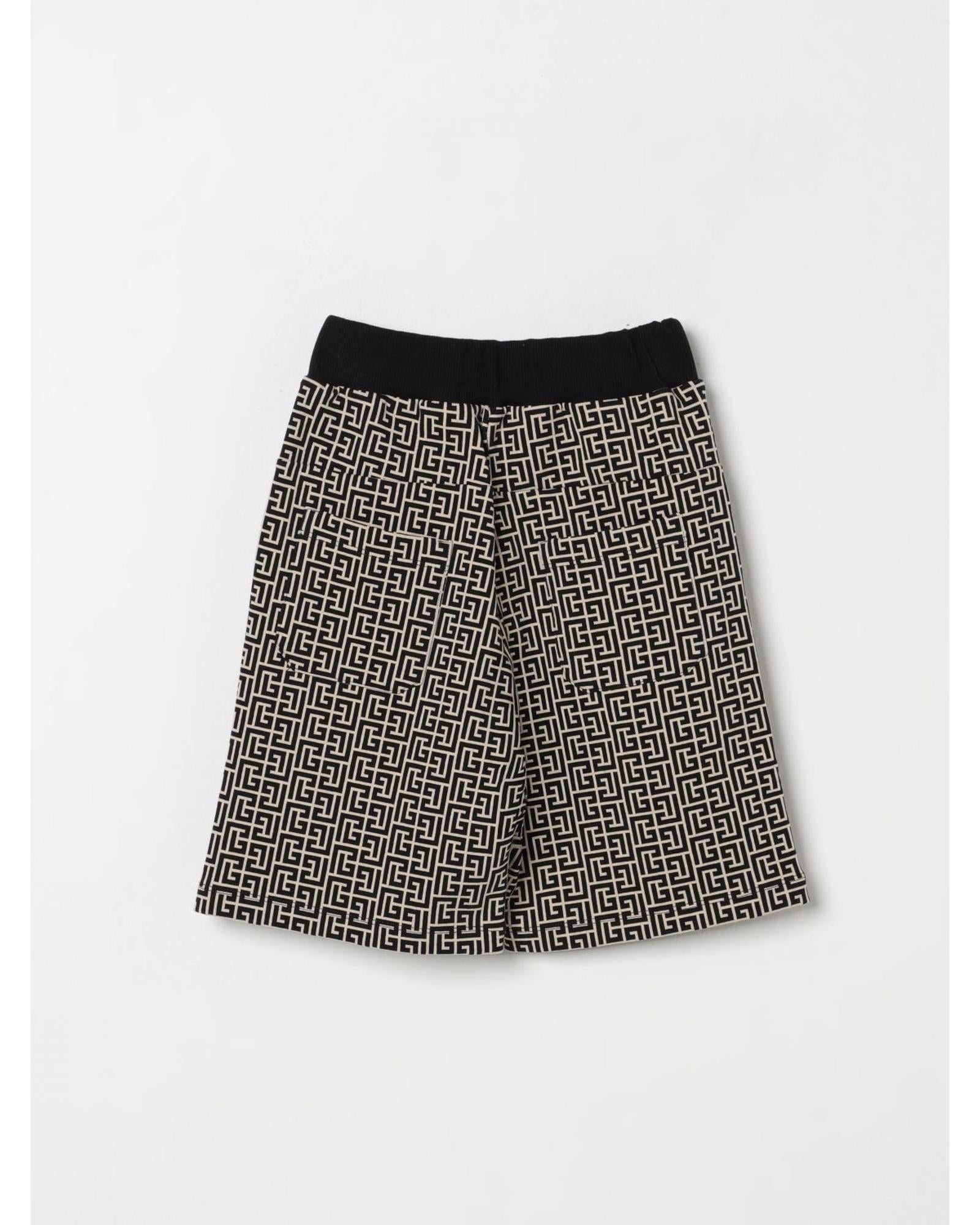 Balmain Geometric Print Shorts Kids Cream