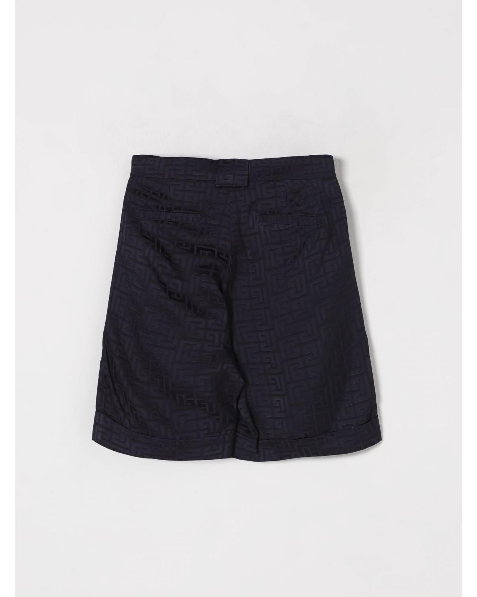 Balmain Silk Geometric Pattern Shorts Kids Blue