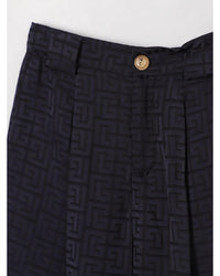 Balmain Silk Geometric Pattern Shorts Kids Blue