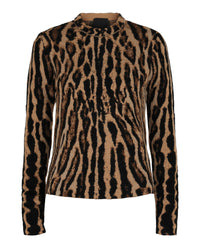 Givenchy Womens Cropped Leopard Print Knit Sweater