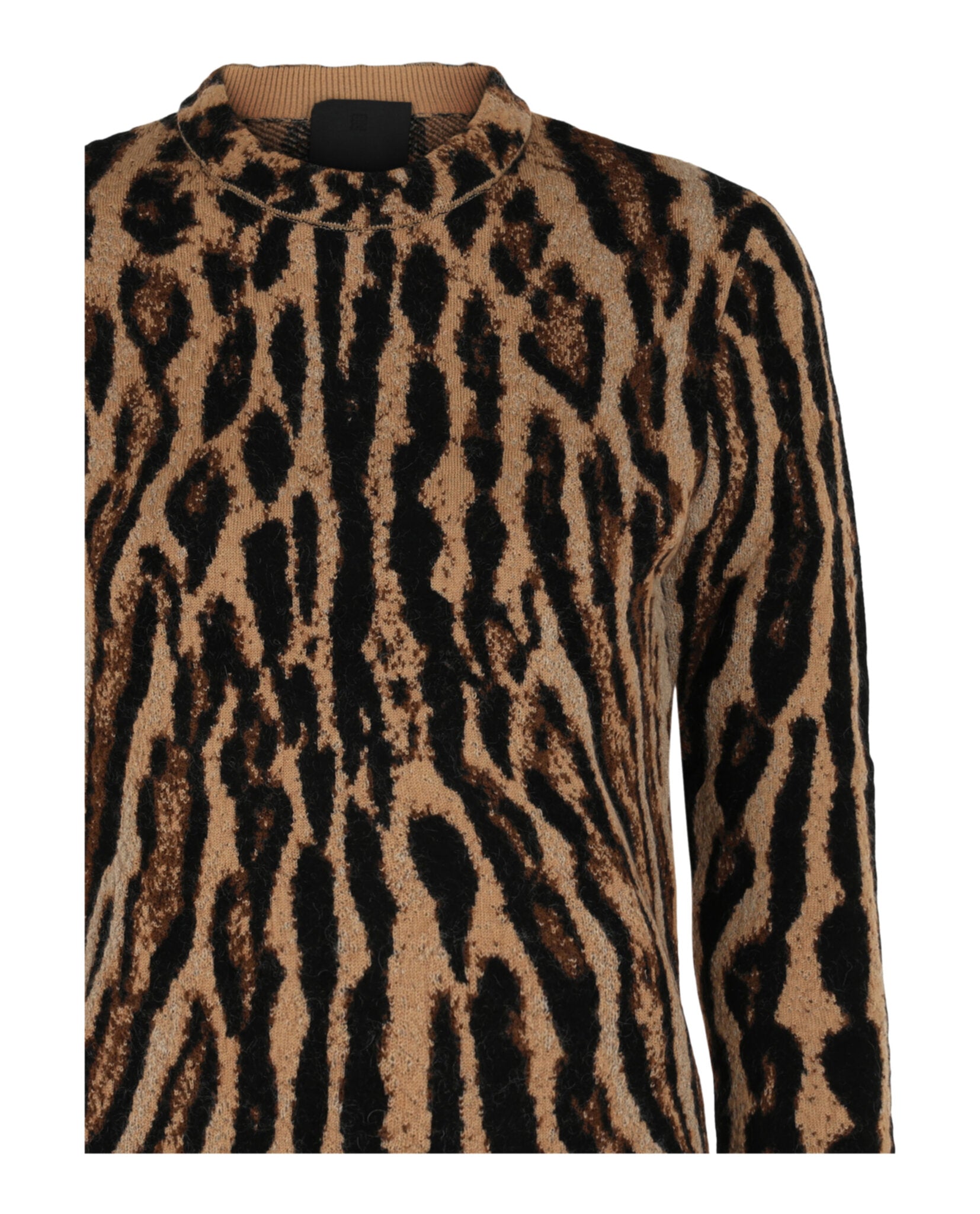 Givenchy Womens Cropped Leopard Print Knit Sweater