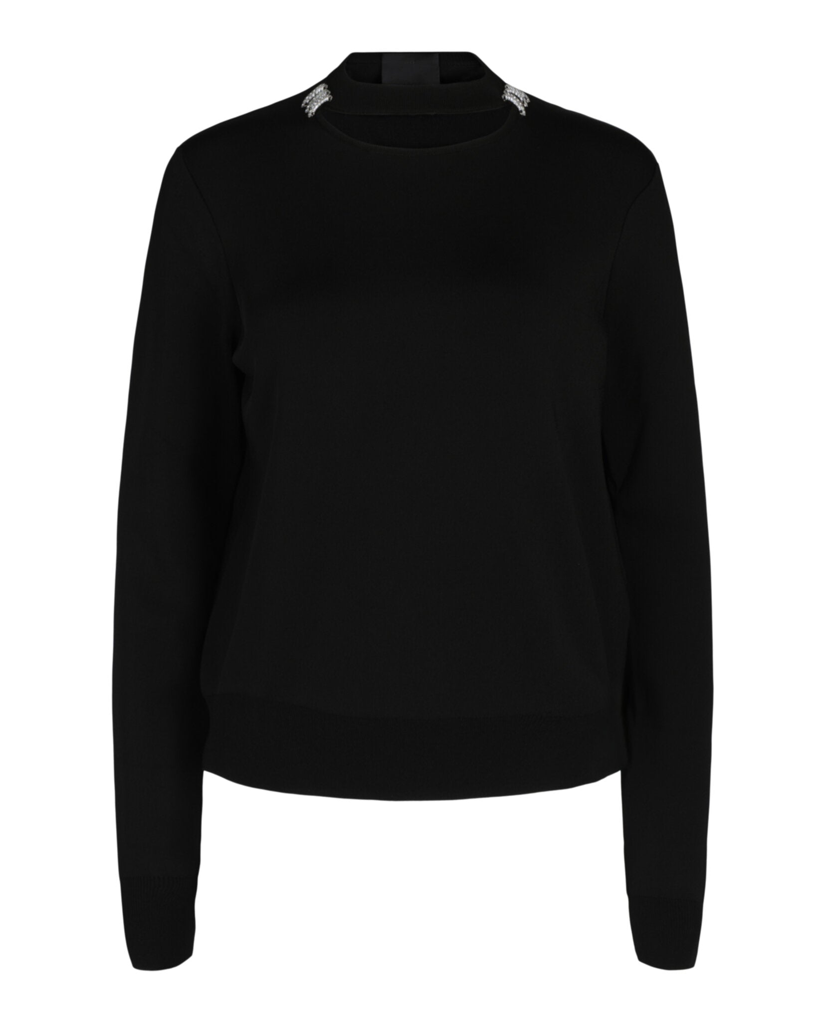 Givenchy Womens Slim Crew Neck Sweater With Crystal Details