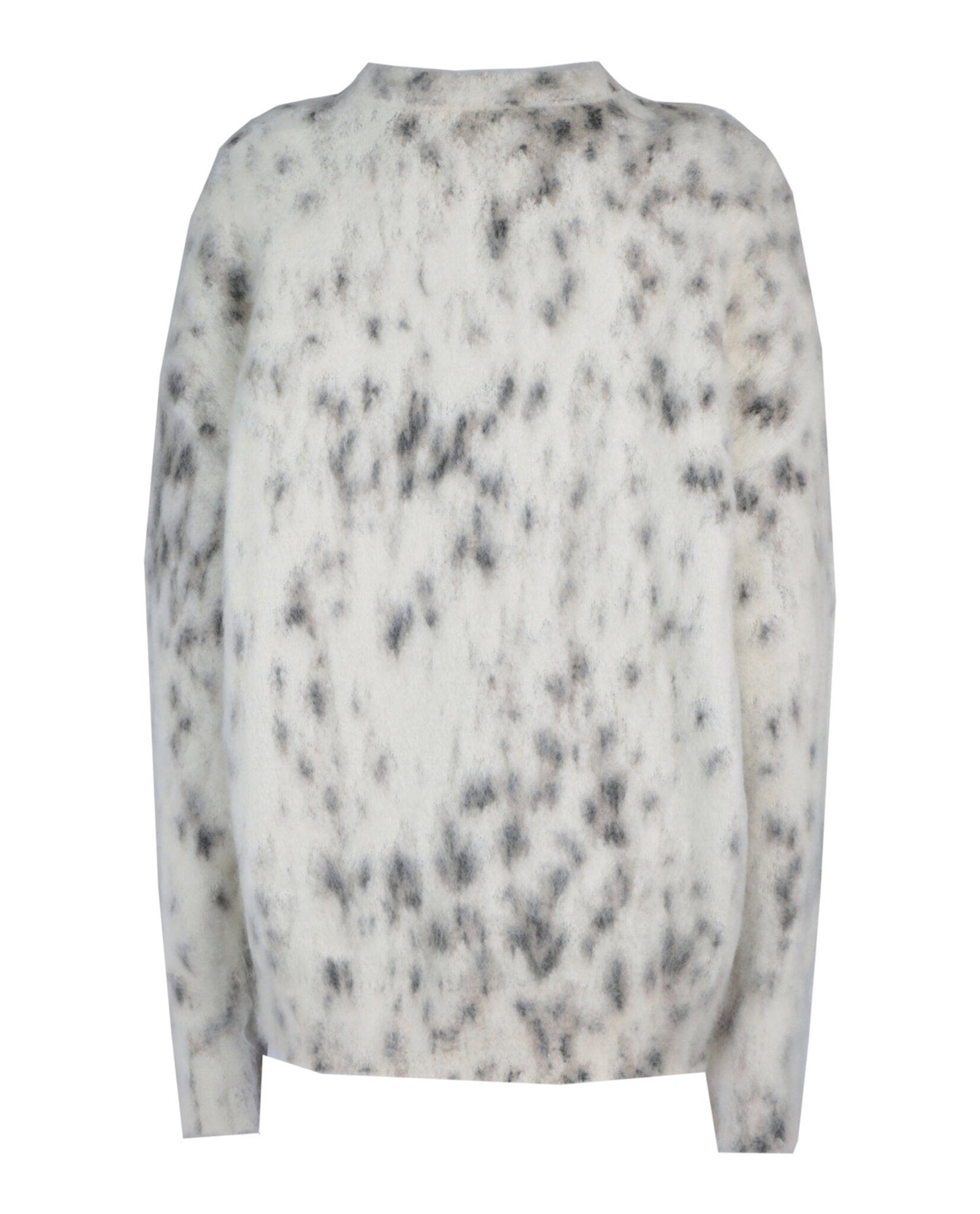 Givenchy Womens Cropped Sweater In Mohair With Snow Leopard Print