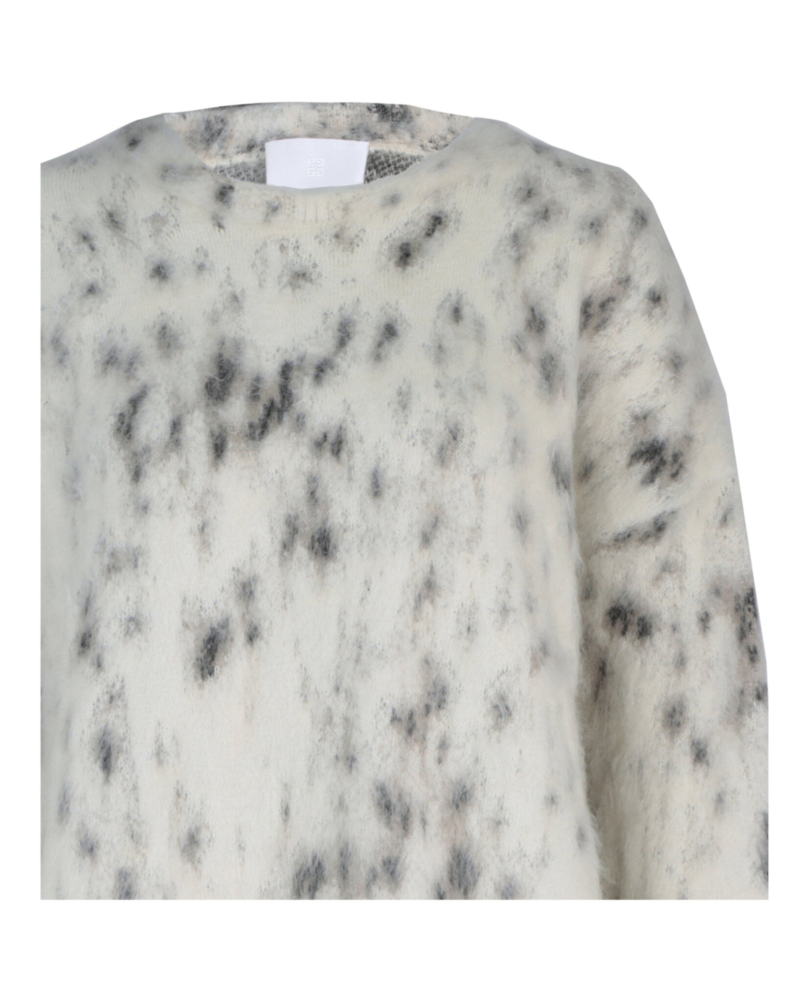 Givenchy Womens Cropped Sweater In Mohair With Snow Leopard Print