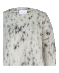 Givenchy Womens Cropped Sweater In Mohair With Snow Leopard Print