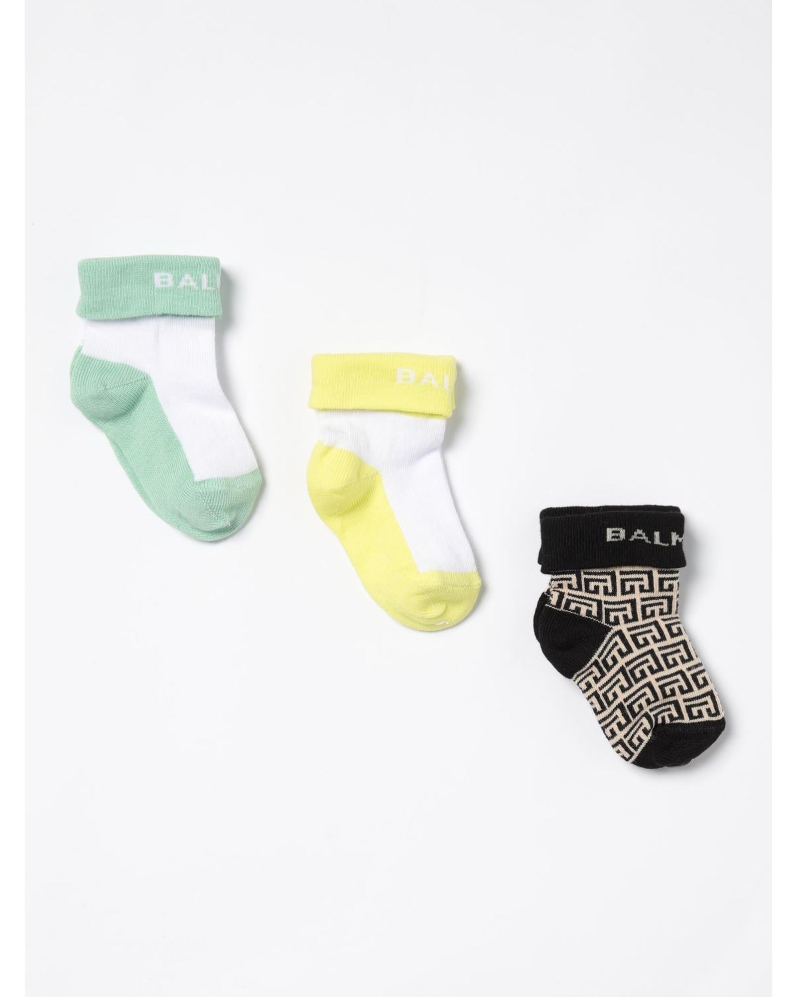 Balmain Baby Socks 3Pack Set Kids Multicolor