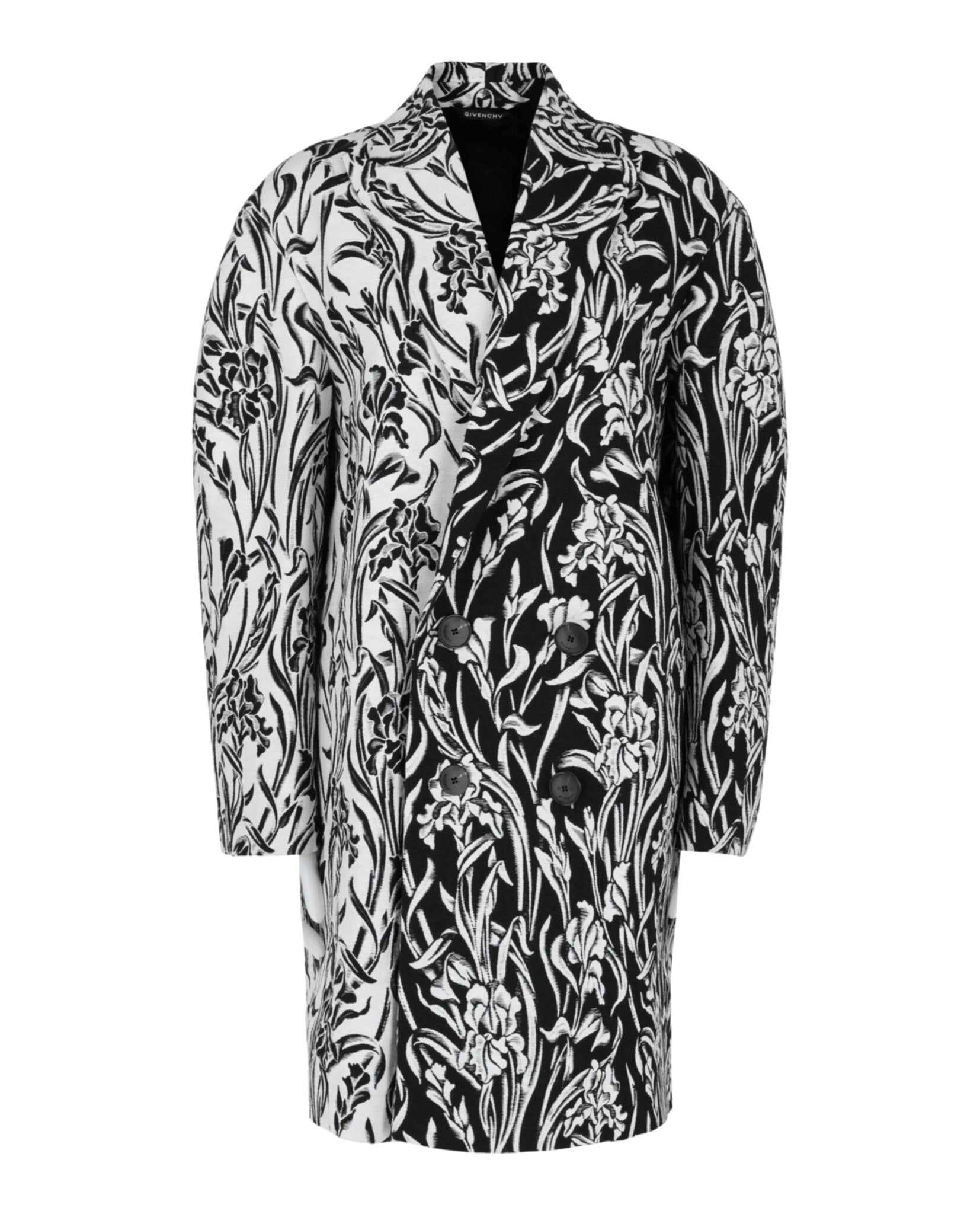 Givenchy Womens Double-Breasted Floral Jacquard Coat