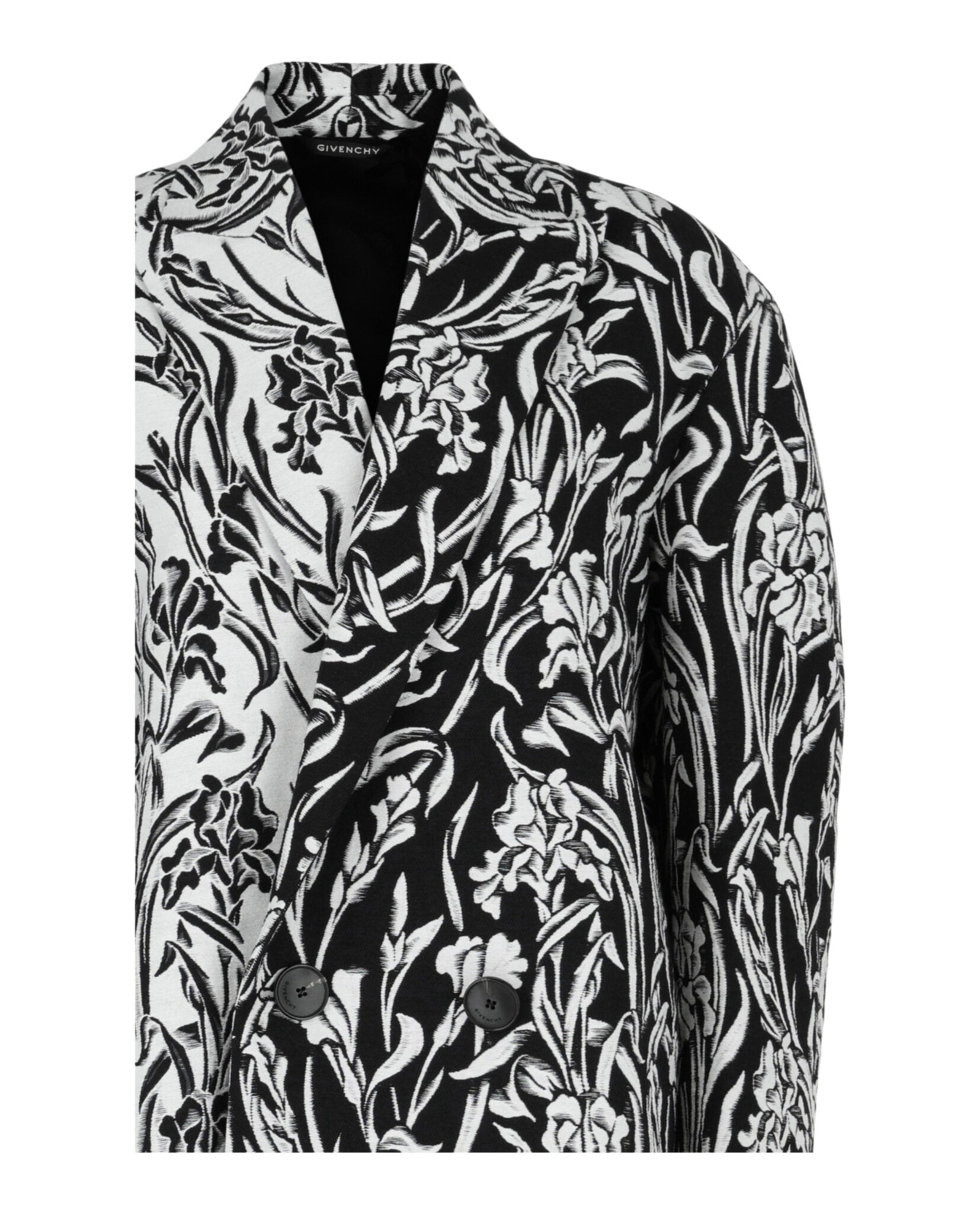 Givenchy Womens Double-Breasted Floral Jacquard Coat