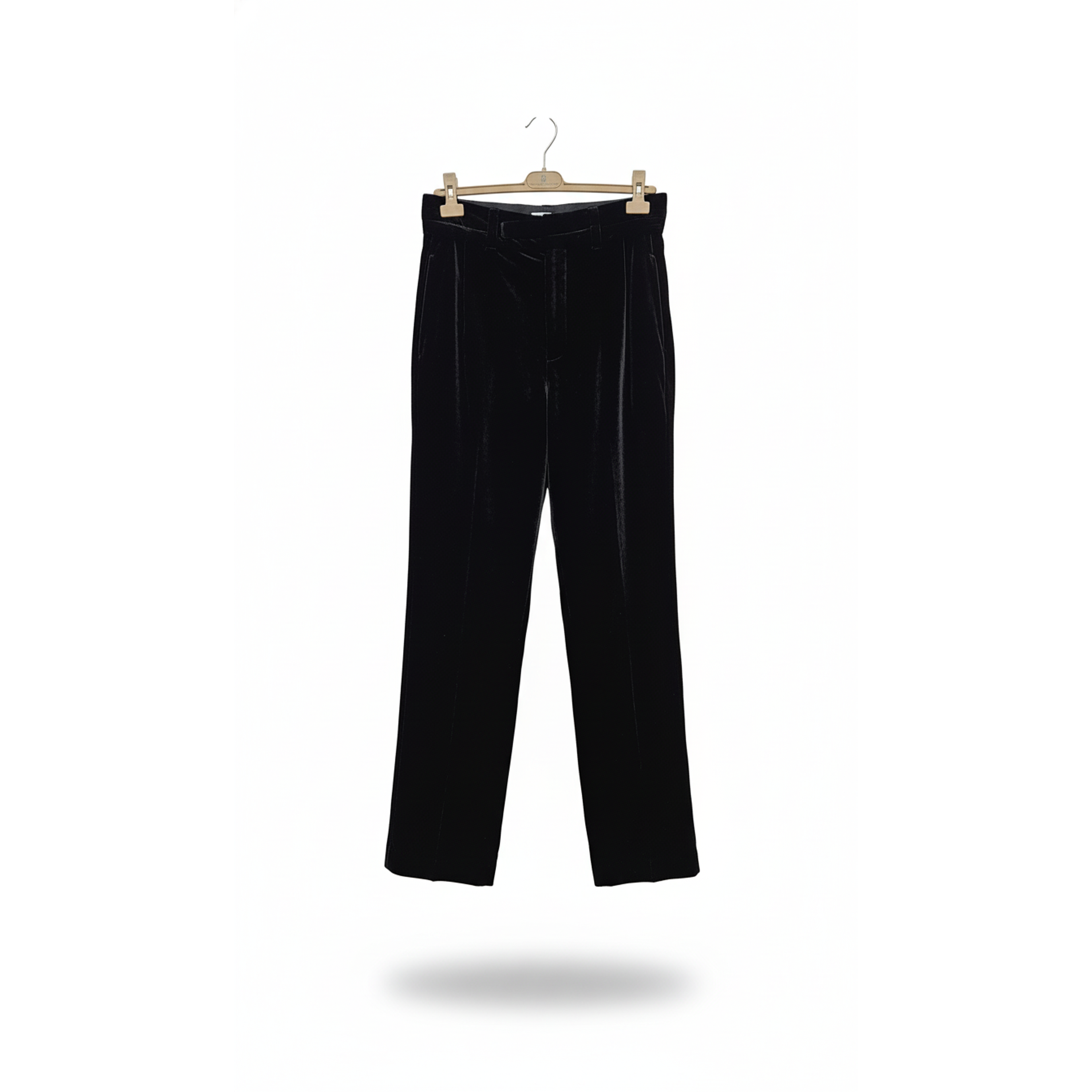 Brunello Cucinelli Velvet Pleated Trousers with Self-Tie Belt Black