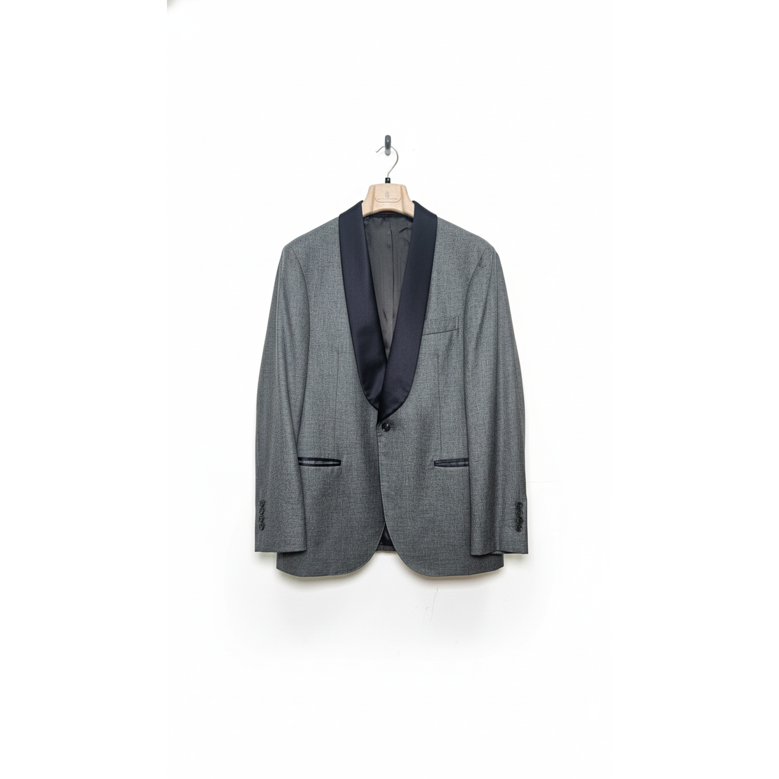 Brunello Cucinelli Wool Tuxedo Suit with Satin Shawl Lapels