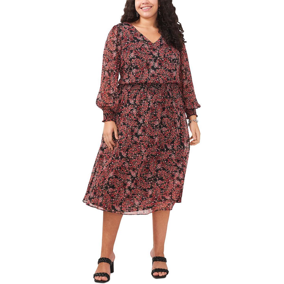 Plus Womens V-Neck Long Maxi Dress