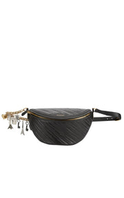 Black Leather Souvenir Belt Bag