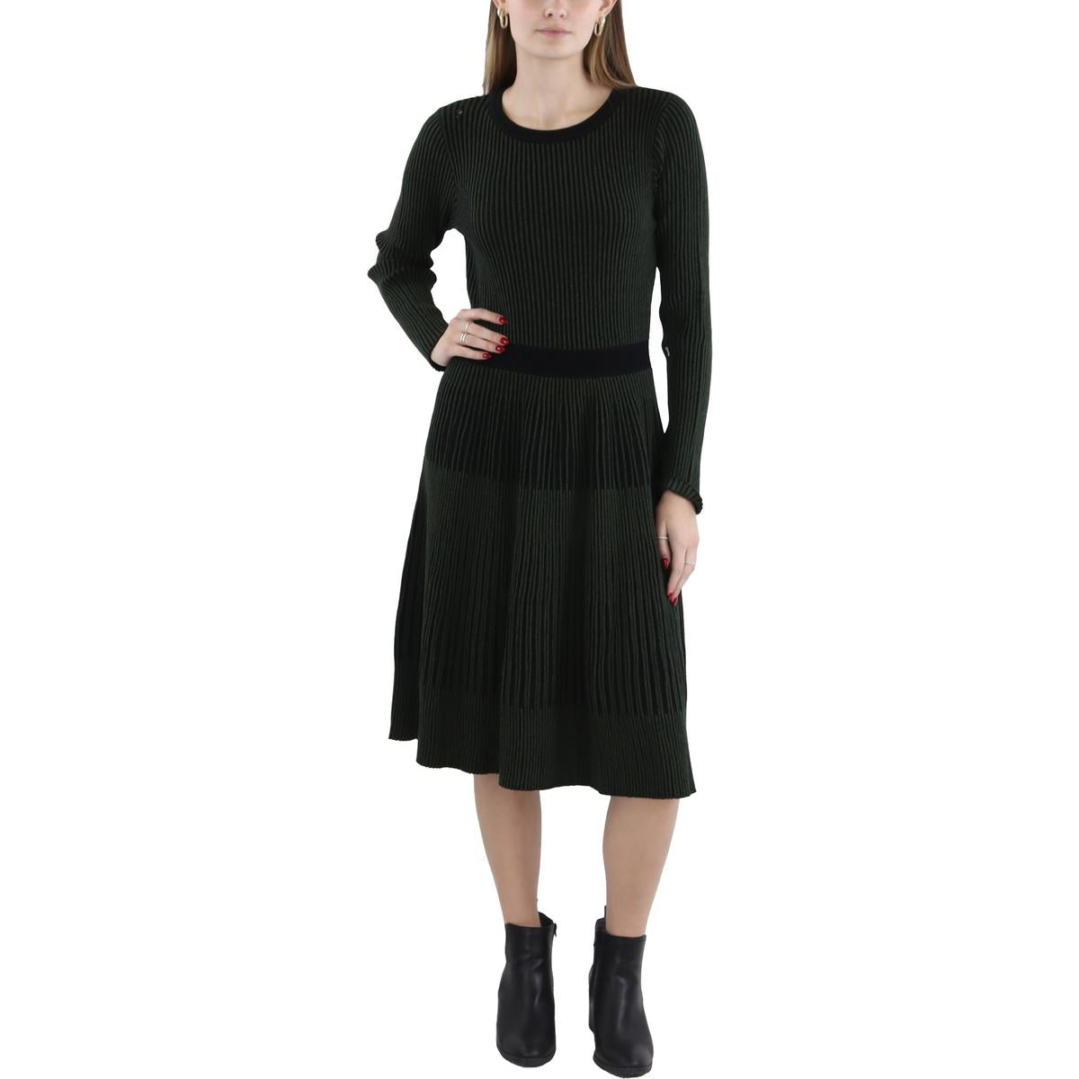 Womens Ribbed Crewneck Sweaterdress