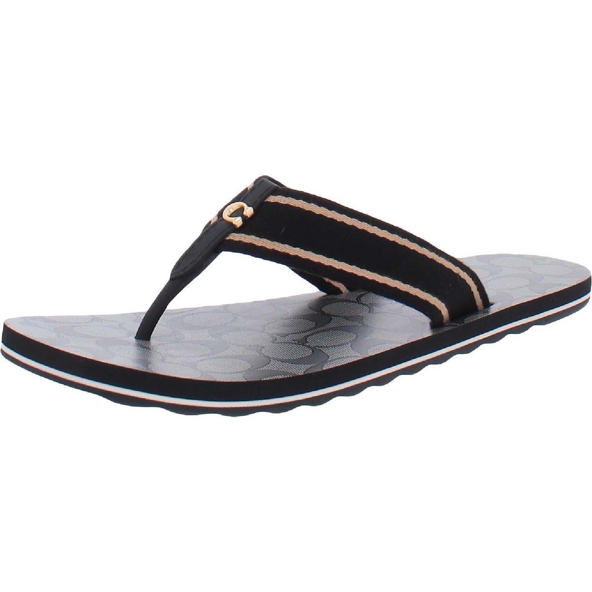 Zoe Webbed Womens Thong Slip On Flip-Flops Black