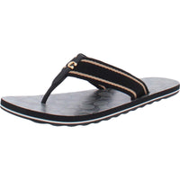 Zoe Webbed Womens Thong Slip On Flip-Flops Black