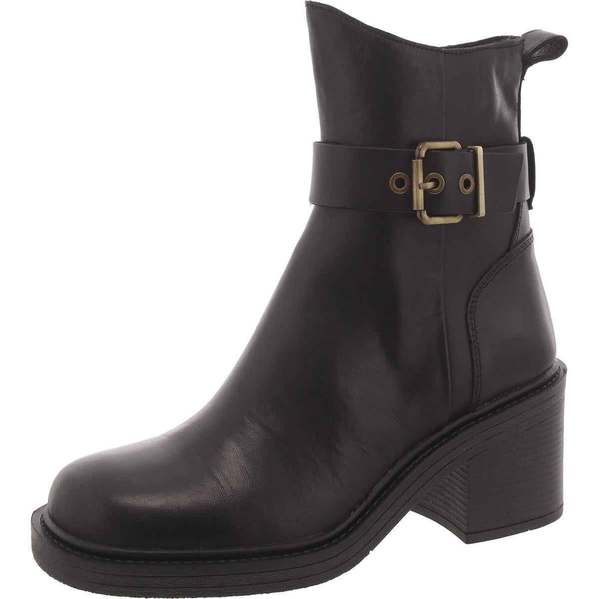 Lutz Womens Leather Stacked Heel Ankle Boots