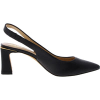 Womens Leather Block Heel Slingback Heels
