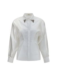 Versace Women Embroidered Cotton Poplin Shirt