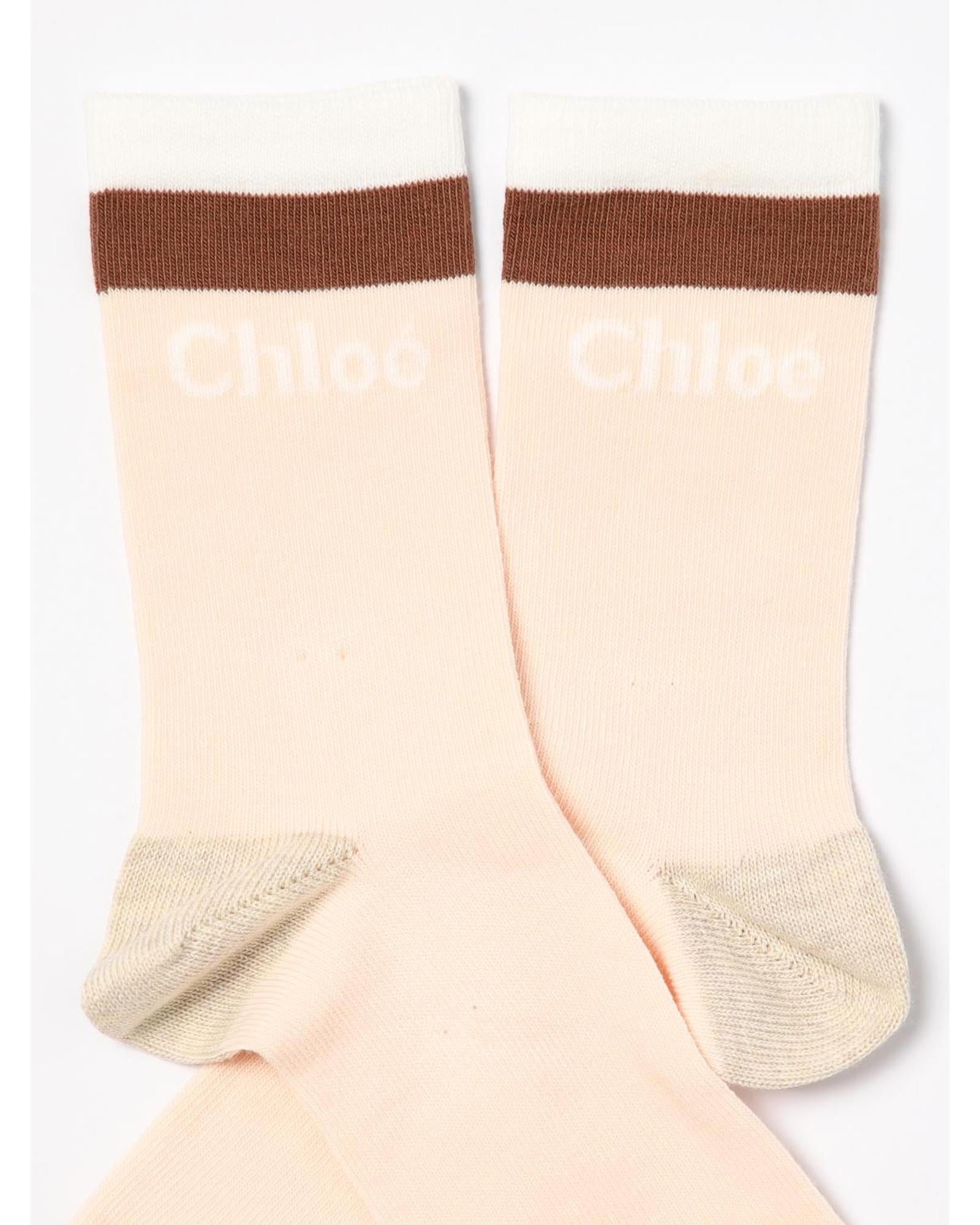 Chloe Chlo Socks Peach Logo Kids Pink