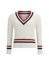 THOM BROWNE Thom Browne Men Intarsia Cable-Knit V-Neck Sweater