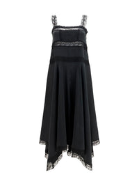 Ganni Women Silk Maxi Dress With Lace Details