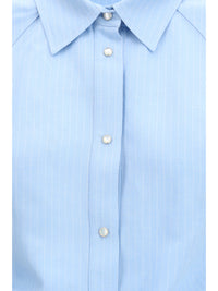 Jacob Cohen Women Short-Sleeve Shirt In Striped Viscose And Linen Canvas