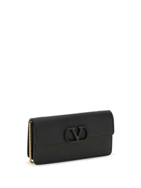 Valentino Garavani Women Vlogo Signature Grainy Calfskin Chain Wallet