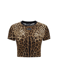 Dolce & Gabbana Women Leopard-Print Cropped T-Shirt