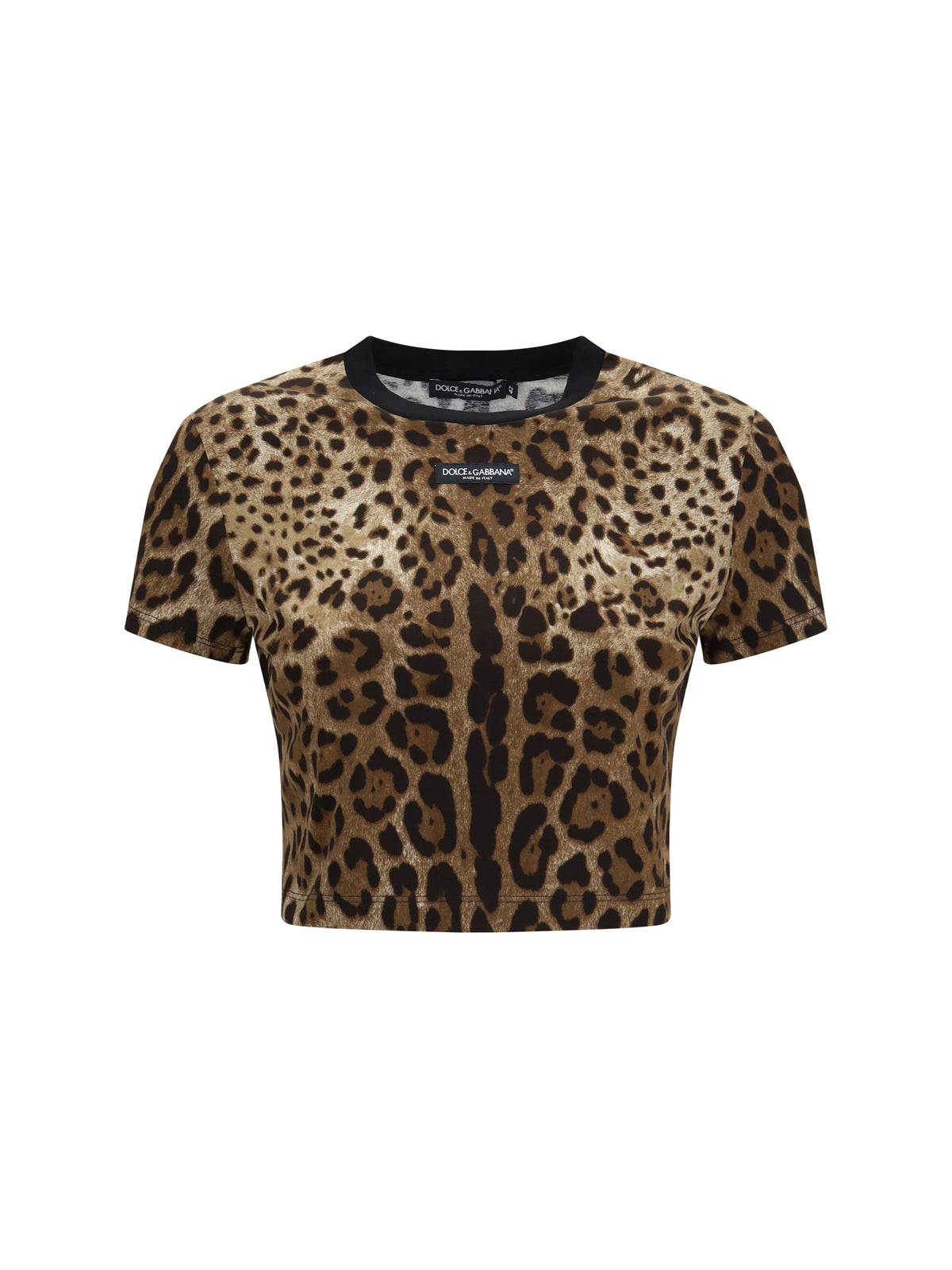 Dolce & Gabbana Women Leopard-Print Cropped T-Shirt