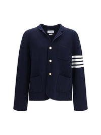 Thom Browne Men Single-Breasted Wool Jacket With Four-Bar Sleeve Detail