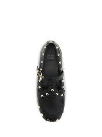 GANNI Ganni Women Mary Jenny Studded Ballerinas In Pebbled Leather