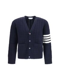 Thom Browne Men V-Neck Sweater With Anchor Embroidery On The Back