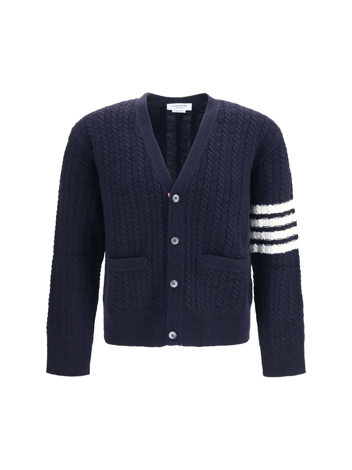 Thom Browne Men V-Neck Sweater With Anchor Embroidery On The Back