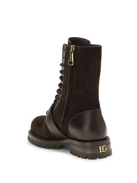 Dolce & Gabbana Women Leather And Suede Buckle Ankle Boots