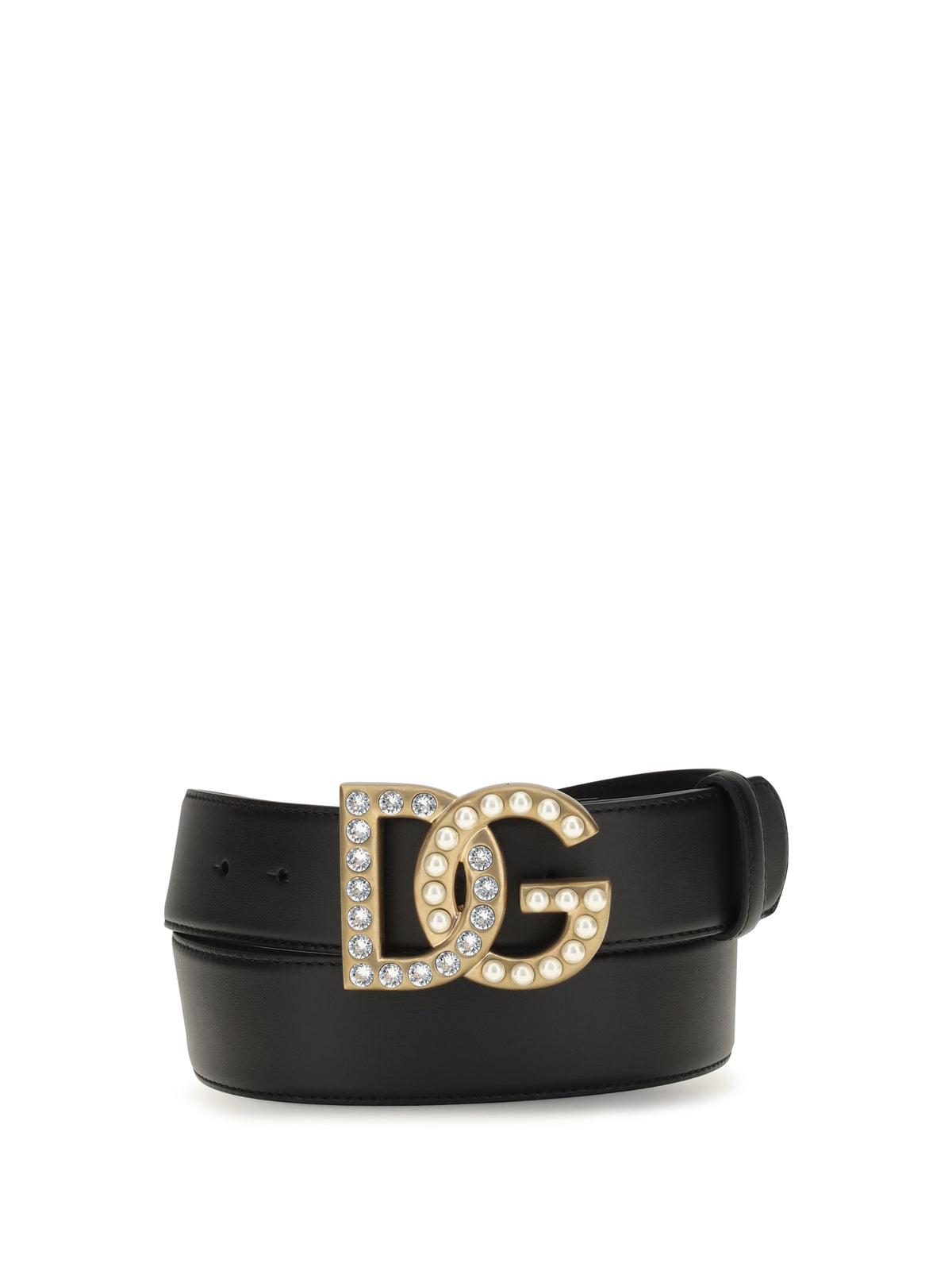 Dolce & Gabbana Women Leather Belt With Crystal Dg Logo