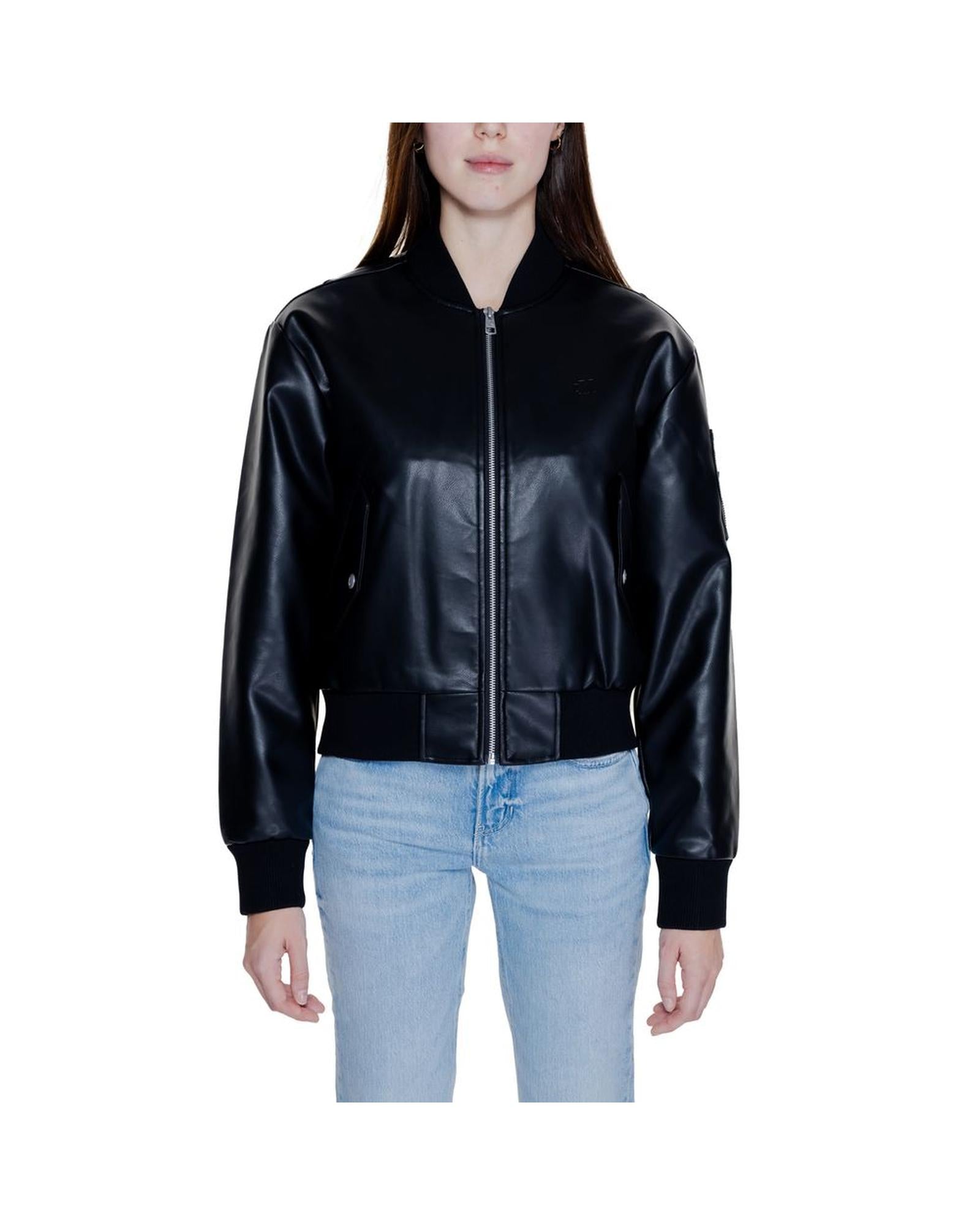 Calvin Klein Jeans Cropped Bomber Jacket Women Black Jackets & Coats