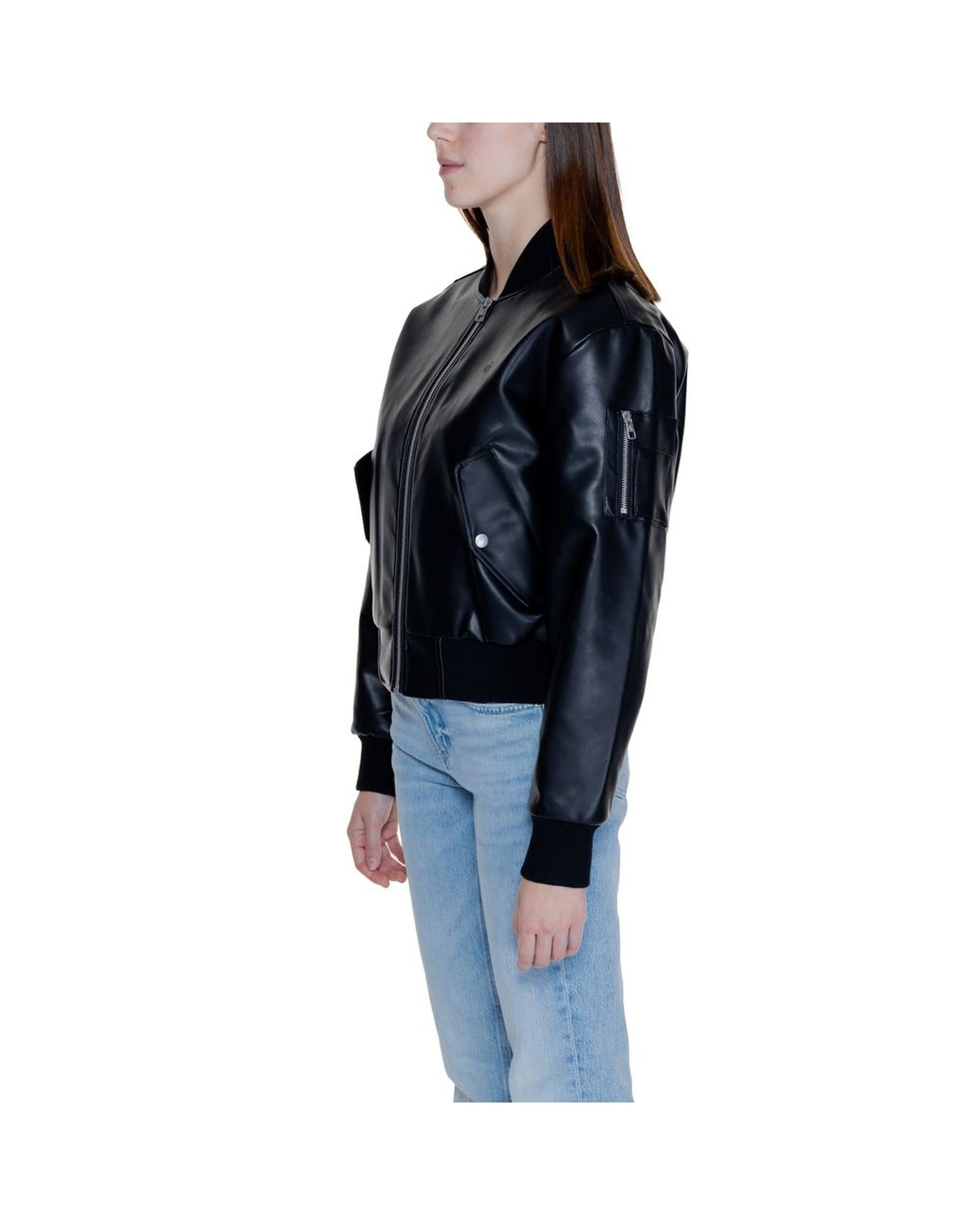 Calvin Klein Jeans Cropped Bomber Jacket Women Black Jackets & Coats