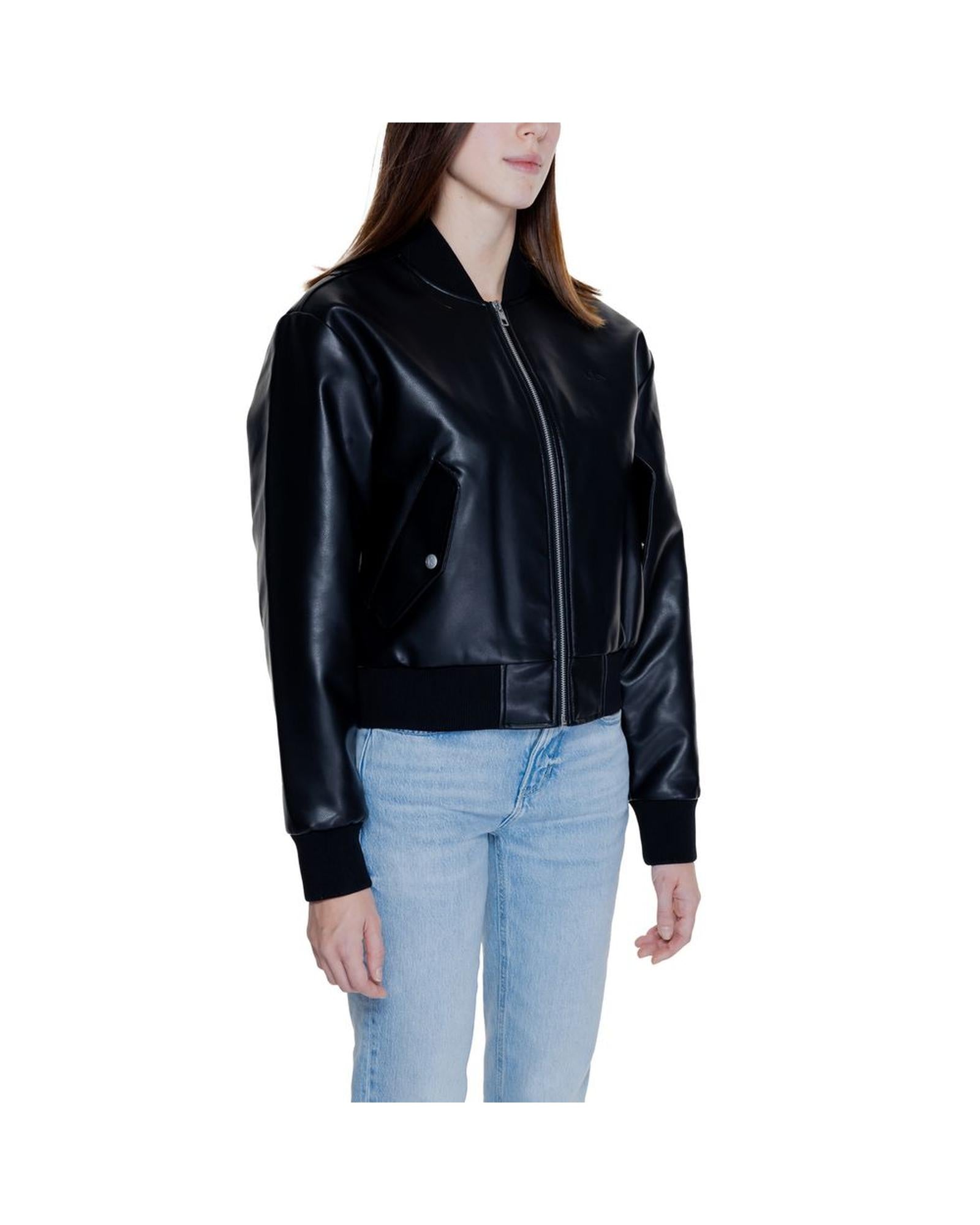 Calvin Klein Jeans Cropped Bomber Jacket Women Black Jackets & Coats