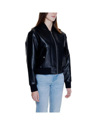 Calvin Klein Jeans Cropped Bomber Jacket Women Black Jackets & Coats