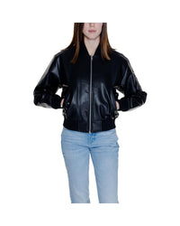 Calvin Klein Jeans Cropped Bomber Jacket Women Black Jackets & Coats