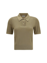 Burberry Women Knit Polo With Check Trim