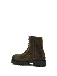 Balenciaga Men Combat Strike Waxed Suede Calf Leather Boots