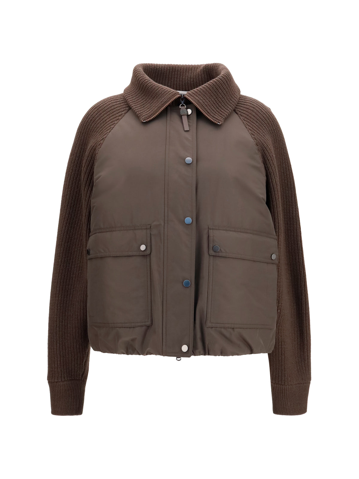 Brunello Cucinelli Women Down Jacket With Wool Sleeves