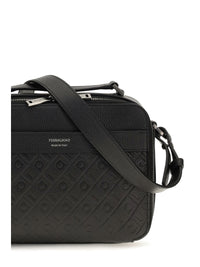 FERRAGAMO Ferragamo Men Leather Crossbody Bag With Embossed Gancini Pattern