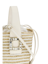 Roger Vivier Women Mini Viv' Skate Bucket Bag In Raffia