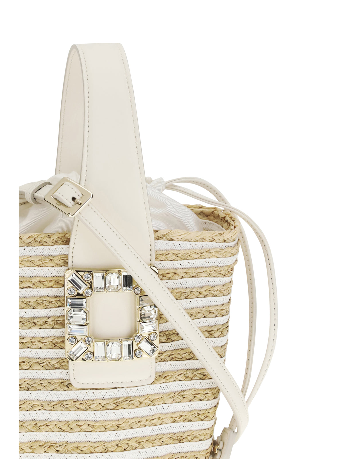 Roger Vivier Women Mini Viv' Skate Bucket Bag In Raffia
