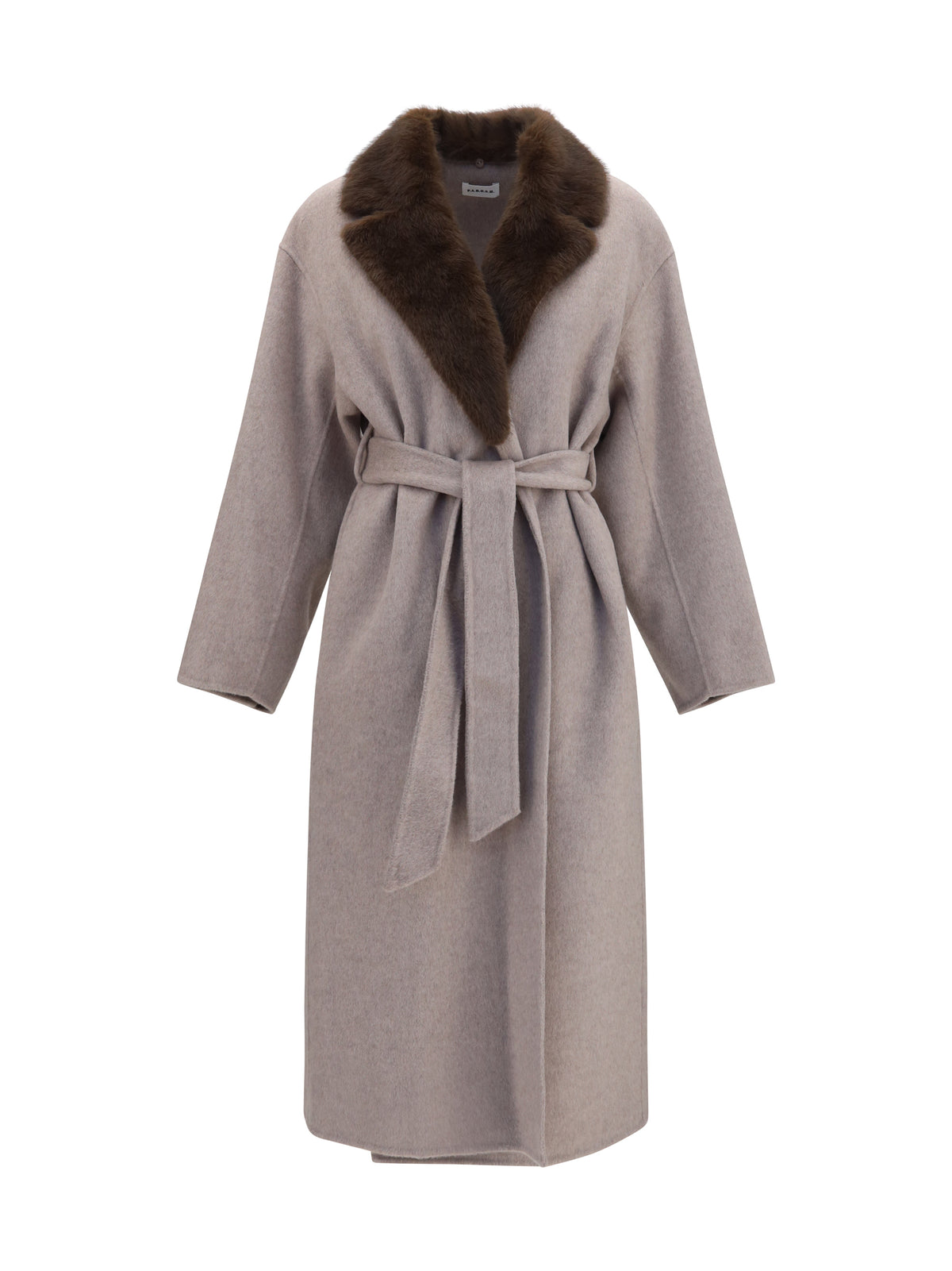 P.A.R.O.S.H. P.A.R.O.S.H. Women Wool Coat With Fur Collar And Belt