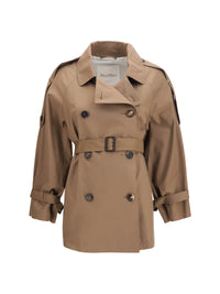 Max Mara The Cube Women Short Water Repellent Twill Trench Coat