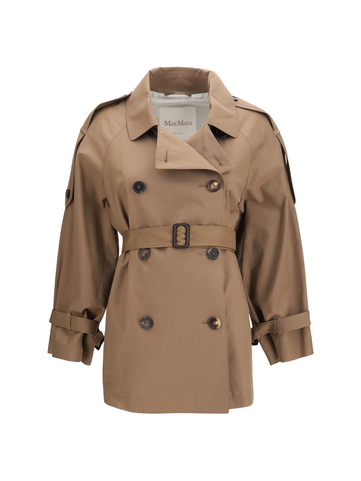Max Mara The Cube Women Short Water Repellent Twill Trench Coat